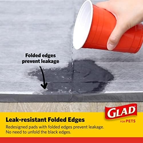 Glad for Pets Black Charcoal Training Pads for Dogs, 23" x 23" - Super Absorbent & Odor Neutralizing Dog Potty Pads, Leak-Resistant Puppy Pee Pads, Pheromone Attractant for Easy Training, Pack of 100 - Image 5