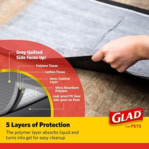 Glad for Pets Black Charcoal Training Pads for Dogs, 23" x 23" - Super Absorbent & Odor Neutralizing Dog Potty Pads, Leak-Resistant Puppy Pee Pads, Pheromone Attractant for Easy Training, Pack of 100 - Image 6